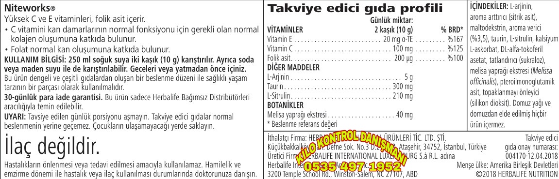 HERBALİFE ÜRÜNLERİ NİTEWORKS KALP DAMAR ÜRÜNÜ