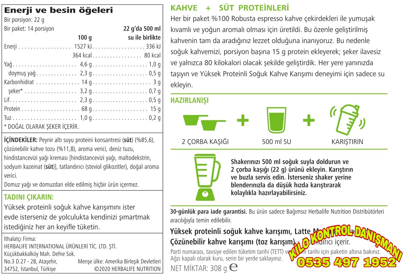 YÜKSEK PROTEİNLİ SOGUK KAHVE KARIŞIMI
